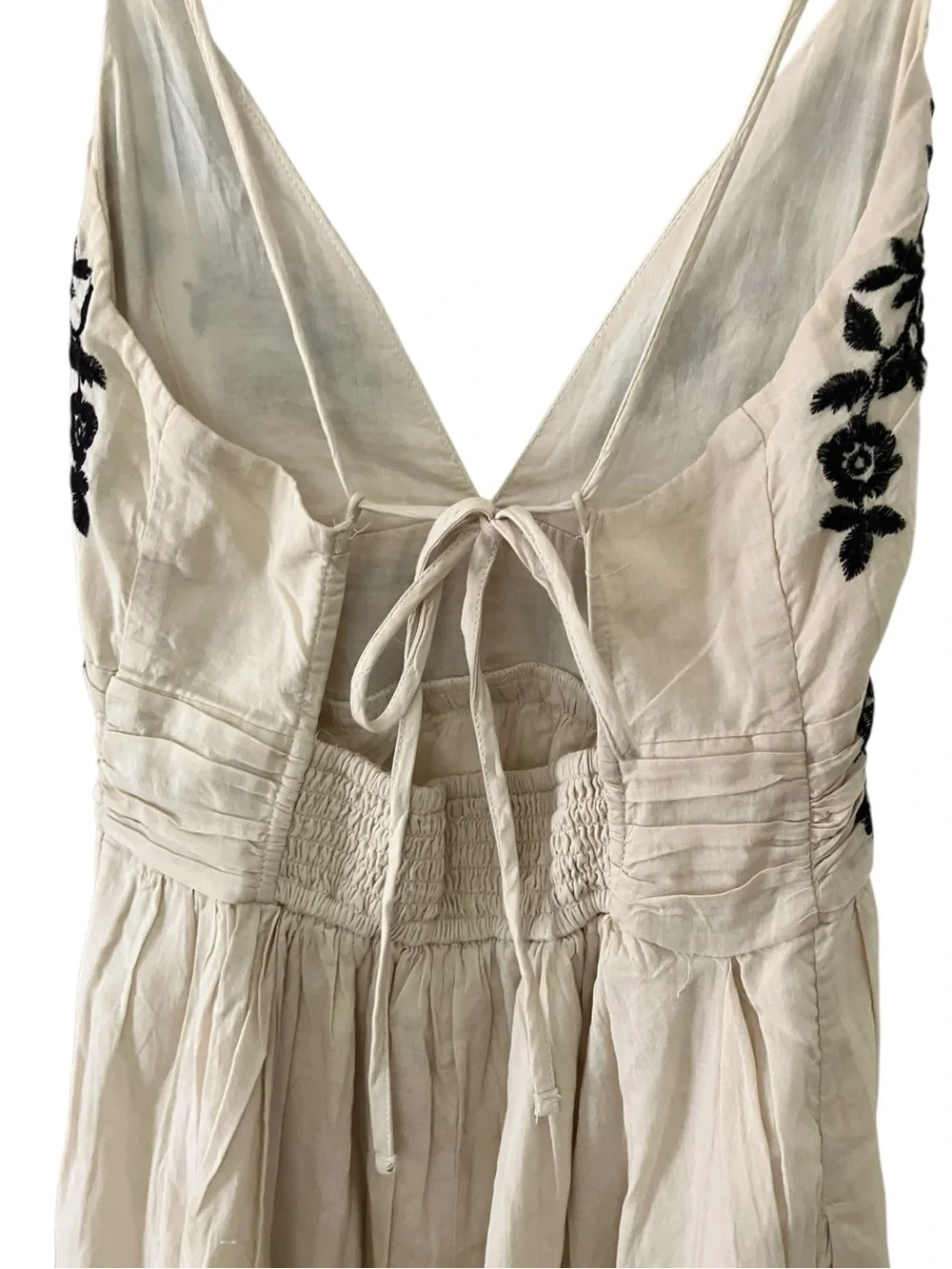 Abercrombie & Fitch maxi dress beige black floral embroidery XS